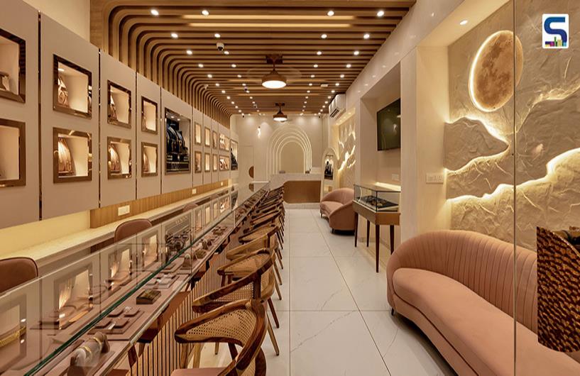 Classic Meets Modern in This Jewelry Store Design in Gujarat, Harmonizing Sleek Lines and Natural Accents