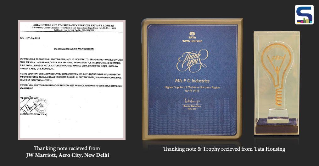 Trophy, Certificate and a Thank you note by TATA Housing